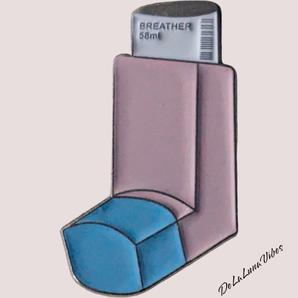 3/$12 "Breathe" Inhaler Enamel Pin.